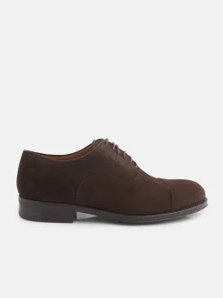 Zapato clasico ante cordones marron oscuro