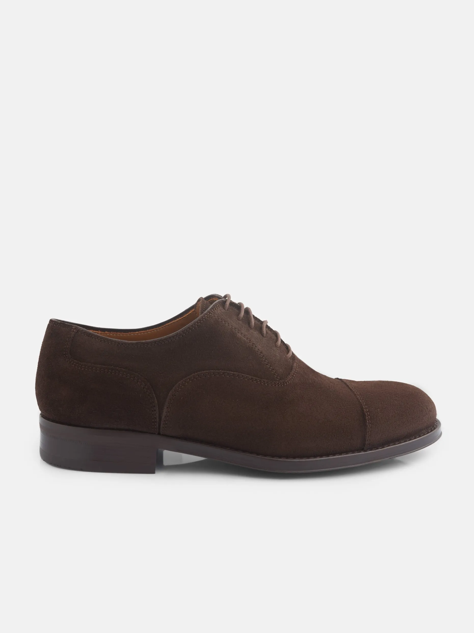 Zapato clasico ante cordones marron oscuro