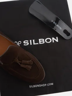 Zapato clasico borlas ante marron oscuro