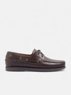 Zapato nautico piel fino marron oscuro