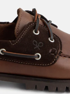 Zapato sport nautico combinado marron oscuro