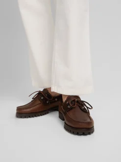 Zapato sport nautico combinado marron oscuro