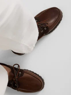 Zapato sport nautico combinado marron oscuro