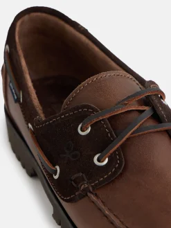 Zapato sport nautico combinado marron oscuro